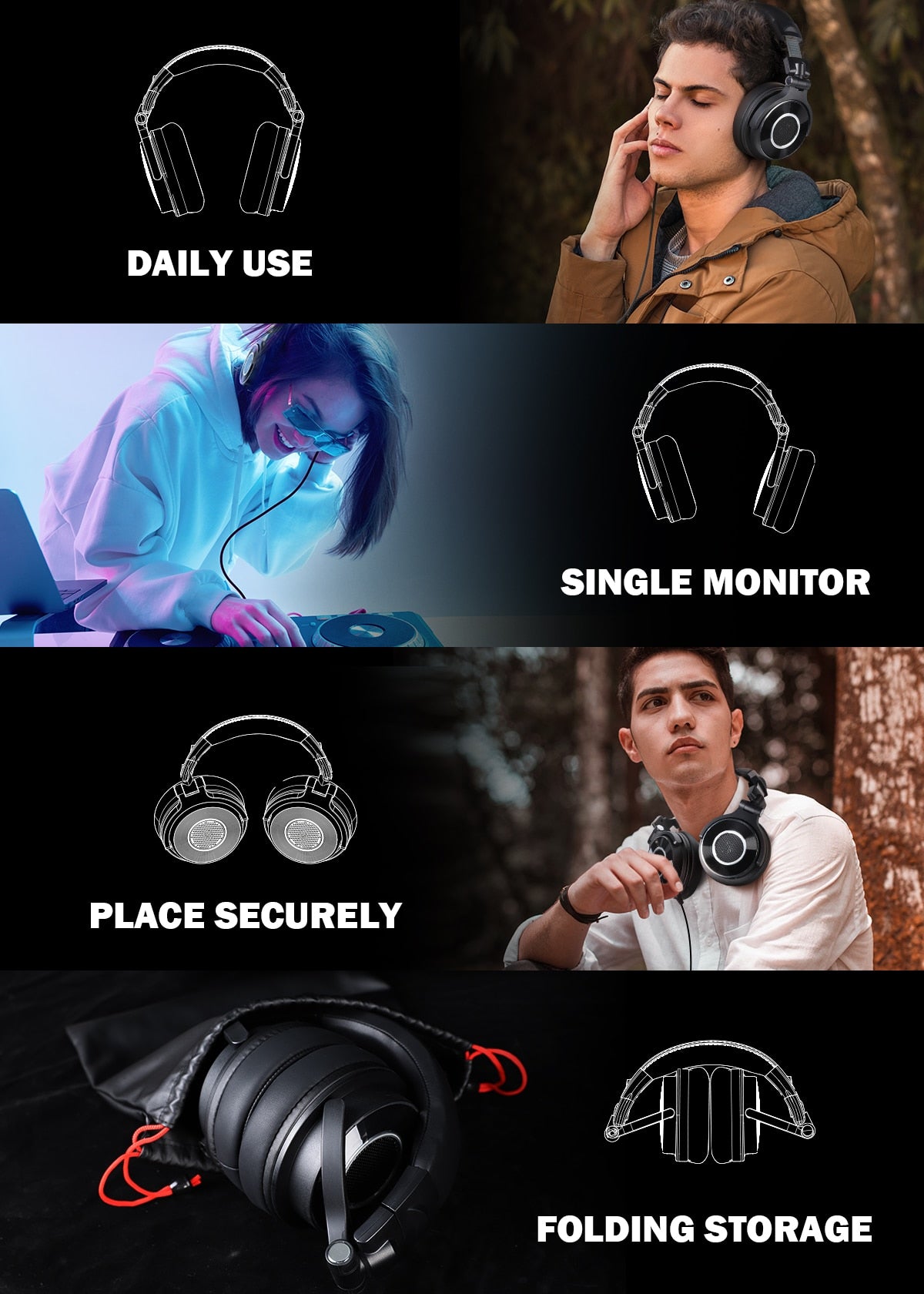 Oneodio Monitor 60 DJ Headphones Professional Studio Headset Stereo - KiwisLove