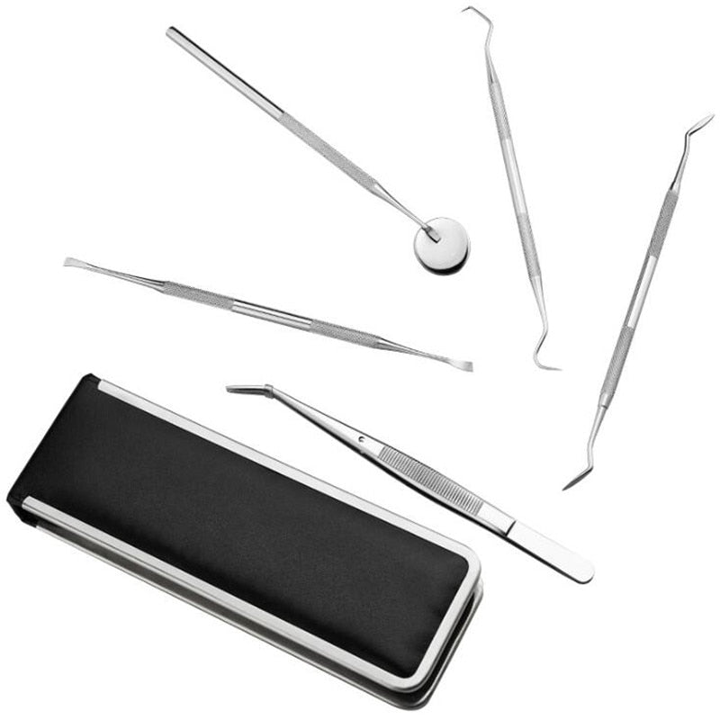6PCS Stainless Steel Dental Tools Kit Teeth Tartar Scraper Mouth Mirror - KiwisLove