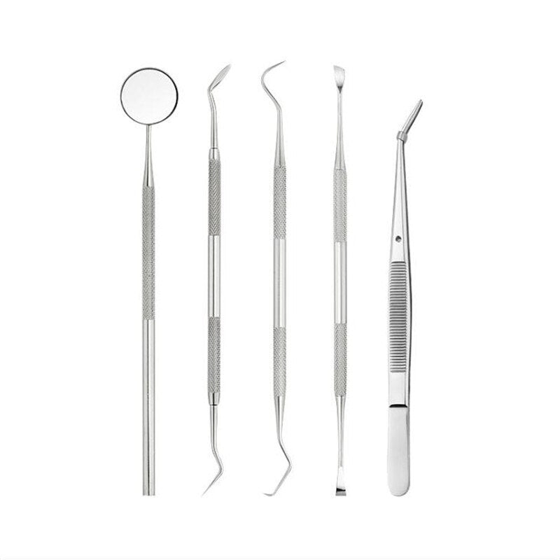 6PCS Stainless Steel Dental Tools Kit Teeth Tartar Scraper Mouth Mirror - KiwisLove