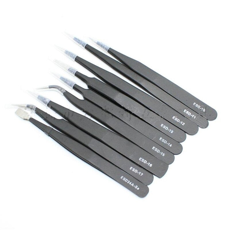 9pcs Anti-static ESD Tweezers Precision Stainless Steel Tweezers - KiwisLove