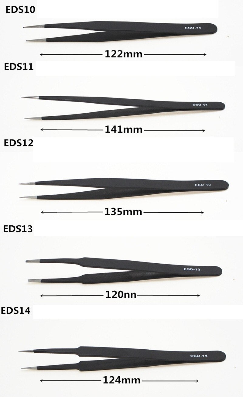 9pcs Anti-static ESD Tweezers Precision Stainless Steel Tweezers - KiwisLove