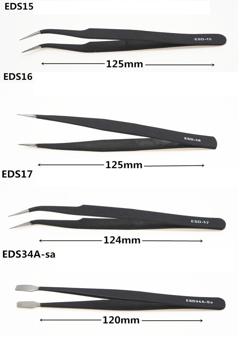 9pcs Anti-static ESD Tweezers Precision Stainless Steel Tweezers - KiwisLove