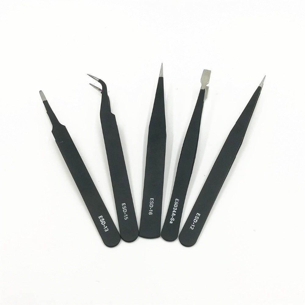 9pcs Anti-static ESD Tweezers Precision Stainless Steel Tweezers - KiwisLove