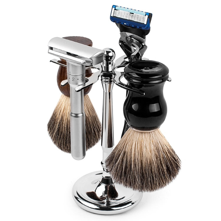 QSHAVE Men Razor Holder Stainless Steel Shaving Brush Stand - KiwisLove