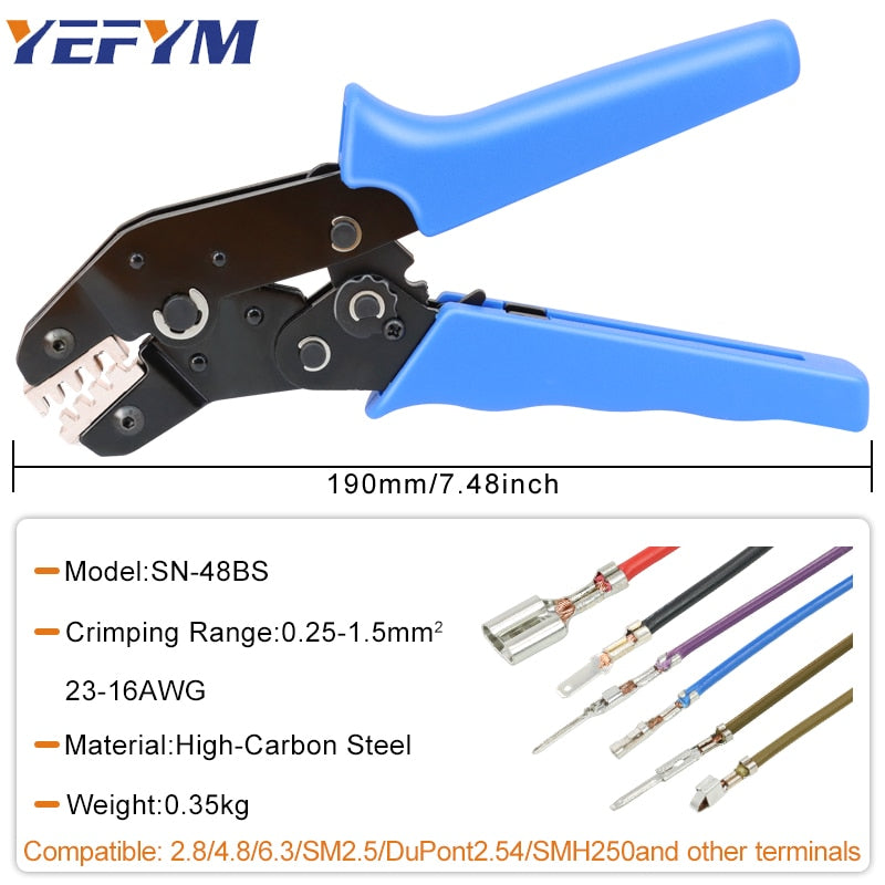 SN-48BS/2549 crimping pliers for tab 2.8 4.8 6.3 XH2.54 SM2.5 DuPont2.54 terminals Car connector wire electrician tools set - KiwisLove