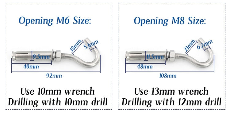 2 pcs Open Expansion Hook Concrete Anchor Bolt Spring  Sleeve Fastener - KiwisLove