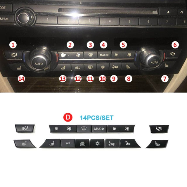 Dashboard Air Conditioning Ac Buttons Audio Control Auto Knob Switch Caps For B MW 5 6 7 Series F10 F06 F12 F01 F02 520 530 - KiwisLove