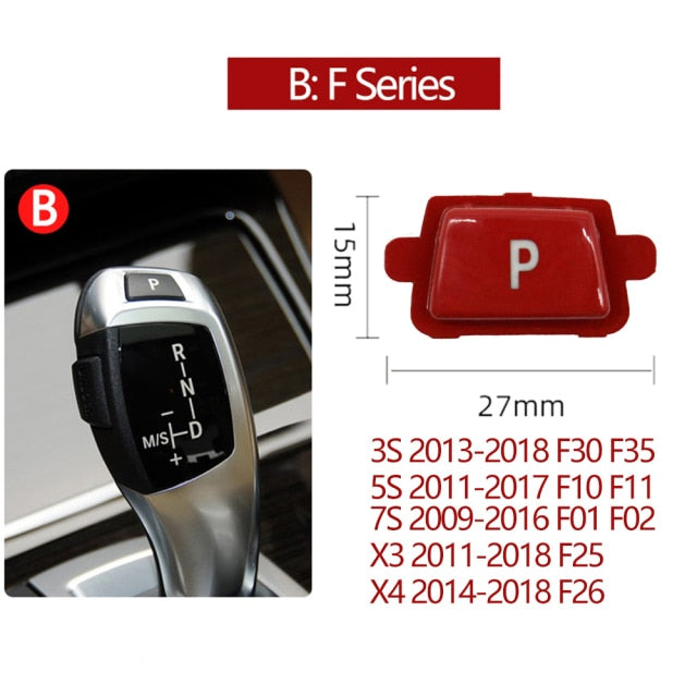 Gear Shift Knob Auto Parking P Button Cap BMW 3 5 7 X3 X4 X5 X6 Series E60 E90 F30 F10 F01 F02 F25 F26 G30 G11 G12 - KiwisLove