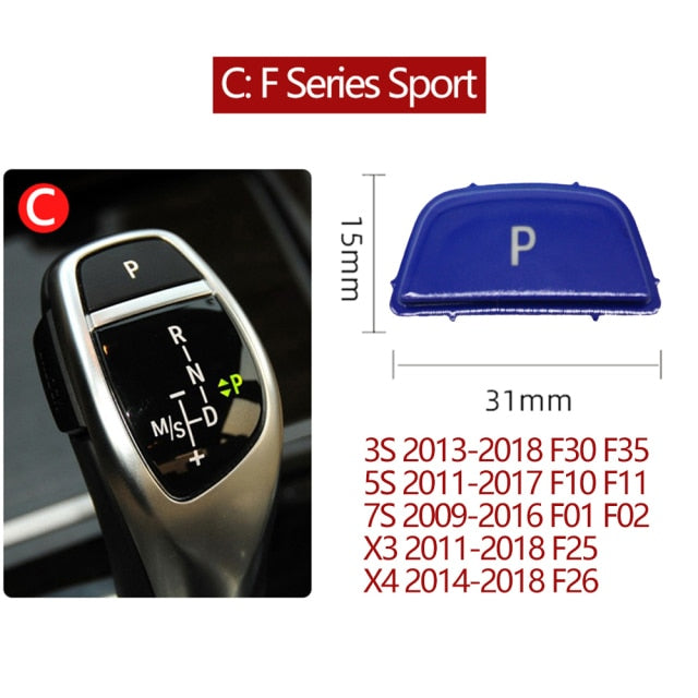 Gear Shift Knob Auto Parking P Button Cap BMW 3 5 7 X3 X4 X5 X6 Series E60 E90 F30 F10 F01 F02 F25 F26 G30 G11 G12 - KiwisLove