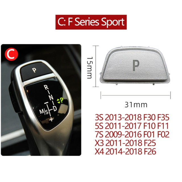 Gear Shift Knob Auto Parking P Button Cap BMW 3 5 7 X3 X4 X5 X6 Series E60 E90 F30 F10 F01 F02 F25 F26 G30 G11 G12 - KiwisLove