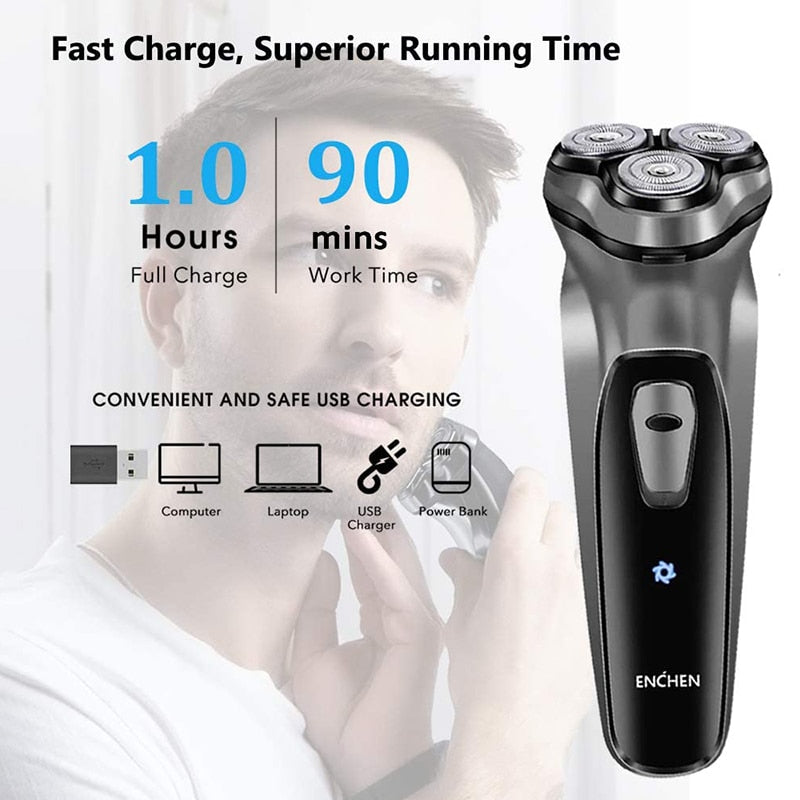 ENCHEN Electric Face Shaver Razor Men 3D Floating Blade USB Recharge - KiwisLove