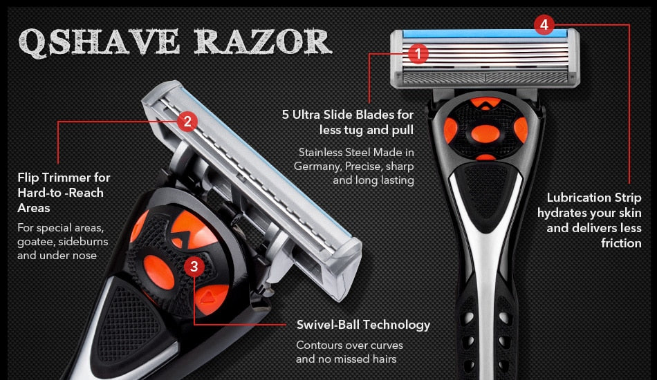 Qshave Black Spider Man Manual Shaving Razor (1 Handle + 2pc X5 Blade) - KiwisLove