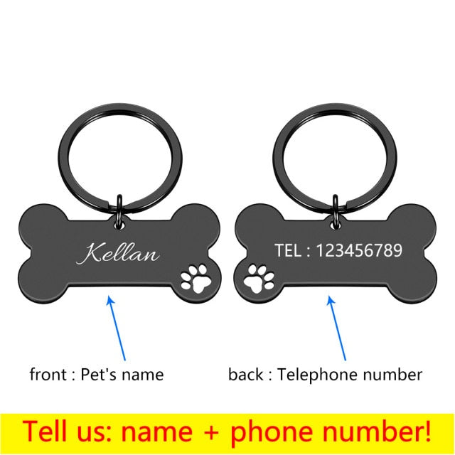 Custom Personalized Pet Tag Engraved Cat Puppy Dog Name Stainless Steel - KiwisLove