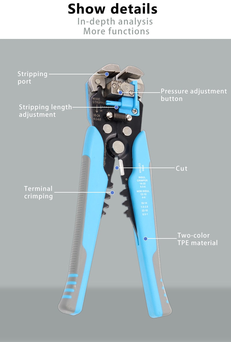 Crimper Cable Cutter Automatic Wire Stripper Multifunctional Stripping Tools - KiwisLove