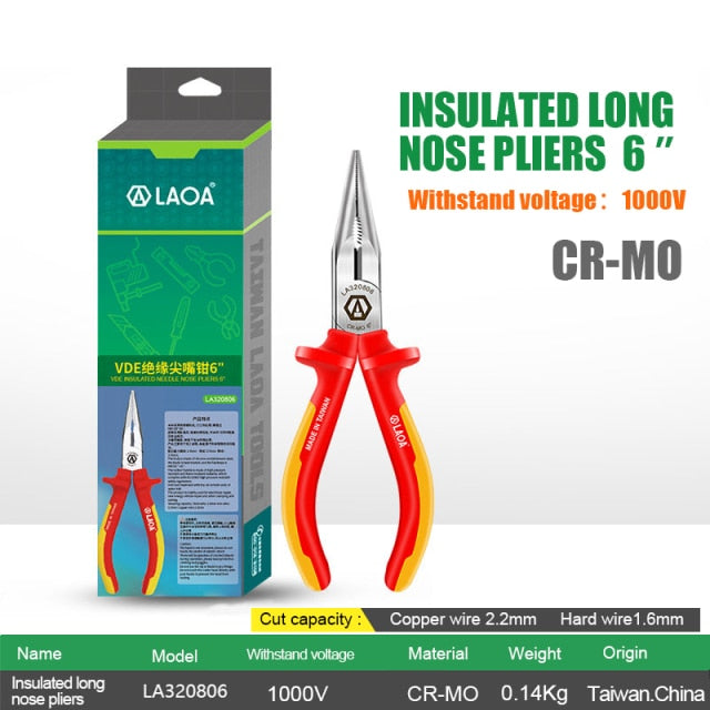 LAOA 1000V Insulating Pliers VDE Diagonal Cr-Mo Steel Wire Cutters - KiwisLove