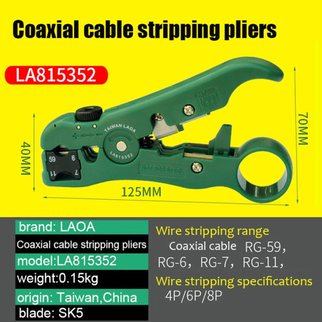 LAOA Multifunctional Wire Stripper Coaxial Cable Stripper Network Stripping Tool Electrical stripper tool - KiwisLove