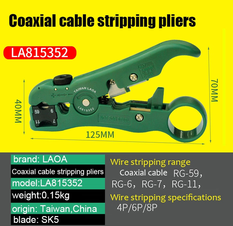 LAOA Multifunctional Wire Stripper Coaxial Cable Stripper Network Stripping Tool Electrical stripper tool - KiwisLove