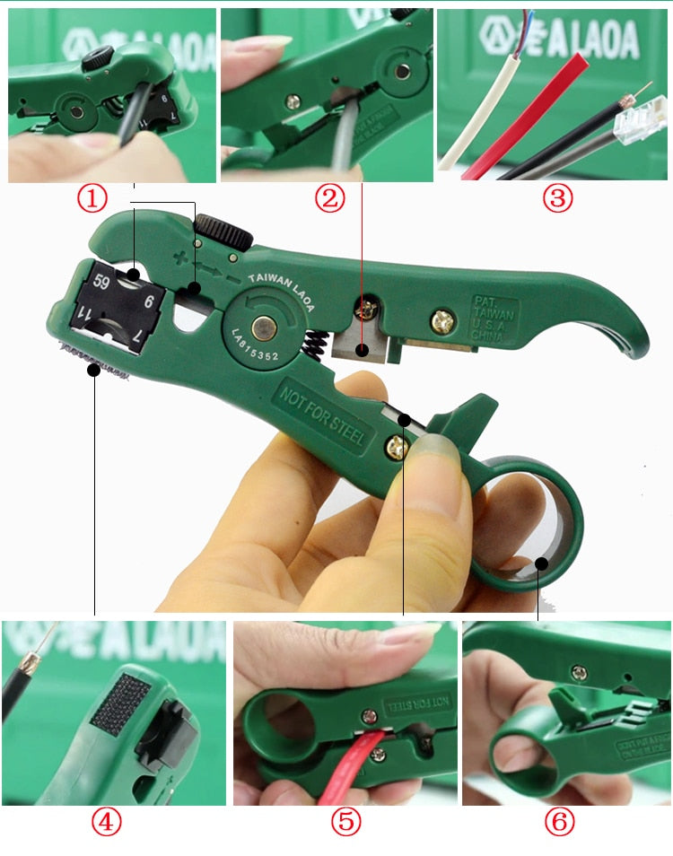 LAOA Multifunctional Wire Stripper Coaxial Cable Stripper Network Stripping Tool Electrical stripper tool - KiwisLove
