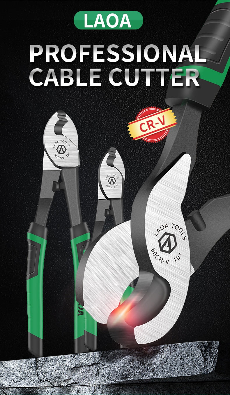 LAOA Multifunction Cable Cutter Wire Strippers CR-V Electrical Cutting Tool 6inch 8inch 10inch Cable Shear Pliers - KiwisLove