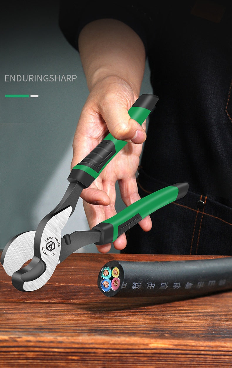 LAOA Multifunction Cable Cutter Wire Strippers CR-V Electrical Cutting Tool 6inch 8inch 10inch Cable Shear Pliers - KiwisLove