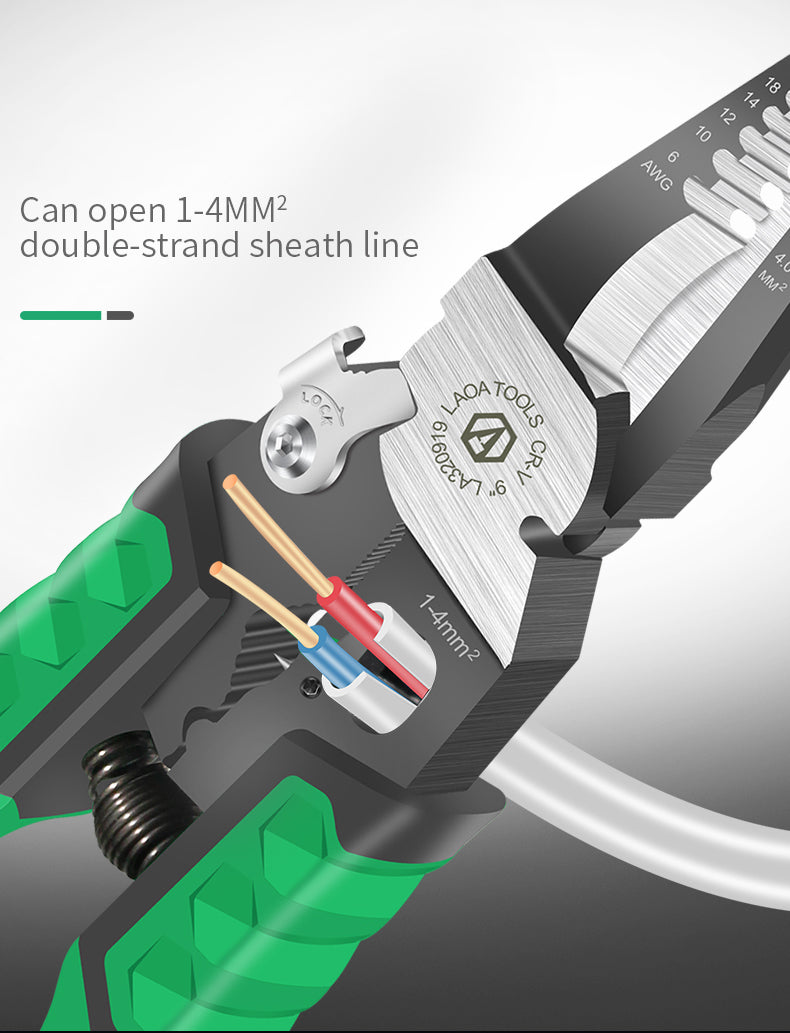 LAOA 9Inch Electrician Pliers Large Needle Nose Pliers for Wire Stripping 9in1 - KiwisLove