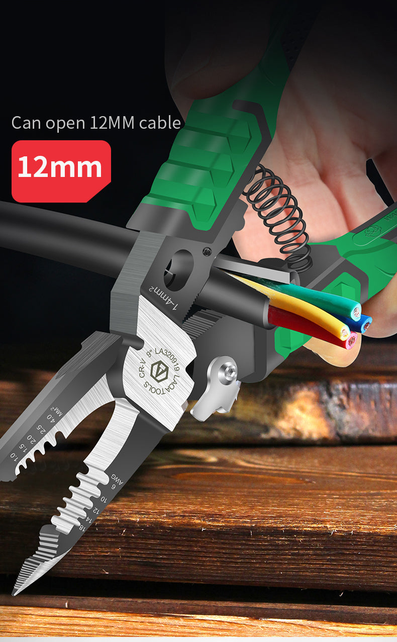 LAOA 9Inch Electrician Pliers Large Needle Nose Pliers for Wire Stripping 9in1 - KiwisLove