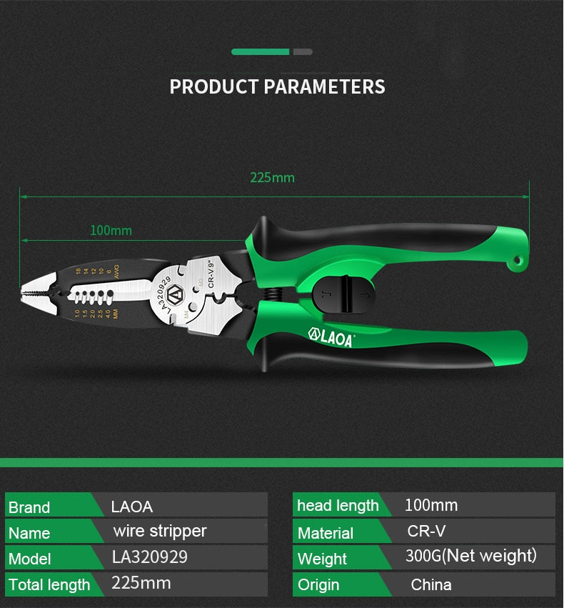 LAOA 9inch Multifunctional Long Nose Pliers Electrician Wire stripping 6IN1 - KiwisLove