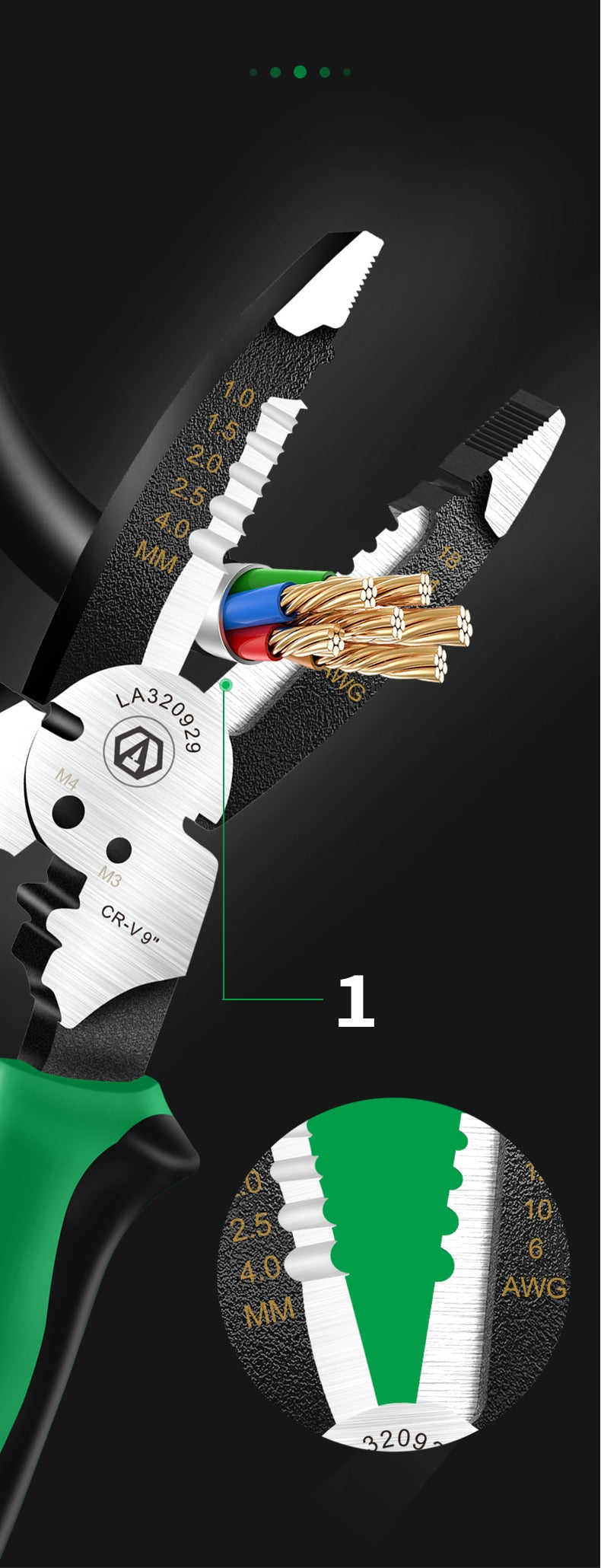 LAOA 9inch Multifunctional Long Nose Pliers Electrician Wire stripping 6IN1 - KiwisLove