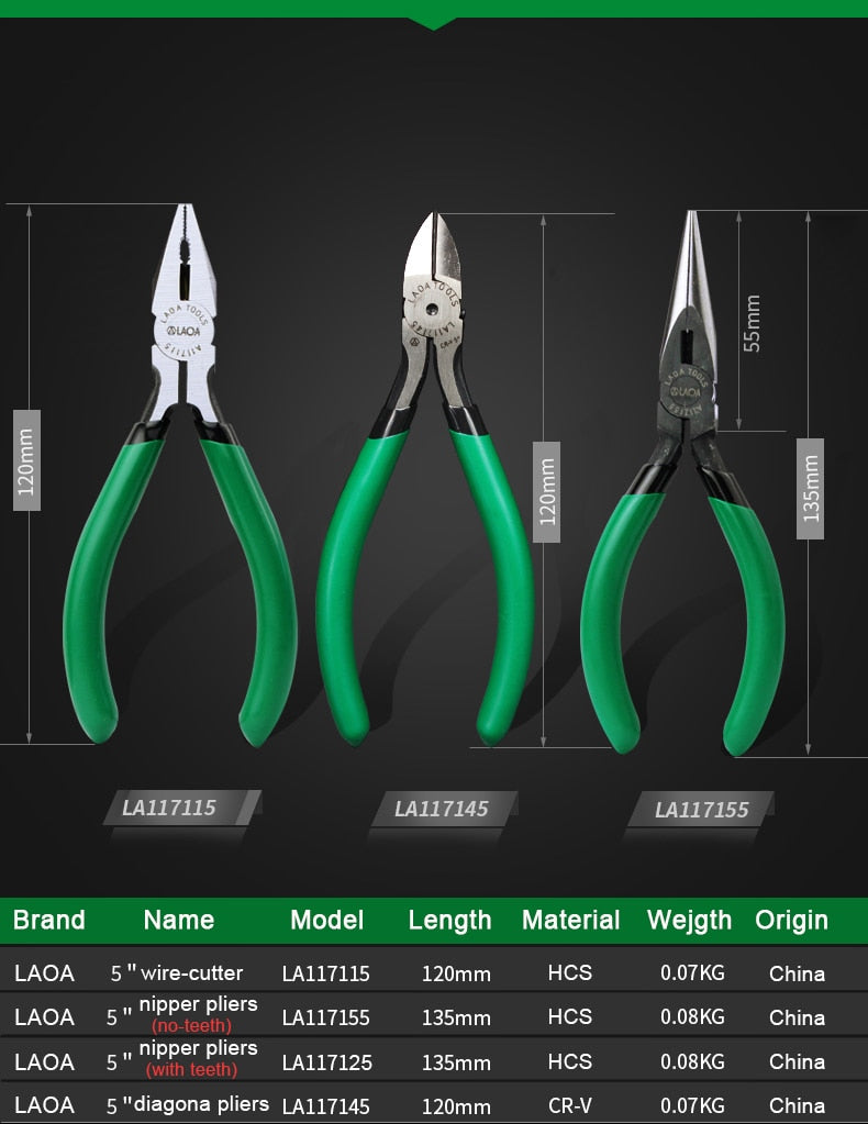 LAOA 5inch  Mini Pliers Wire Cutter Long Nose Pliers Jewelry Crimping - KiwisLove