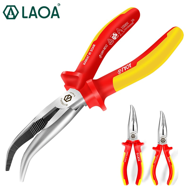 LAOA VDE 1000V Insulated Bent Nose Pliers Electrician Wire Cutters Elbow - KiwisLove