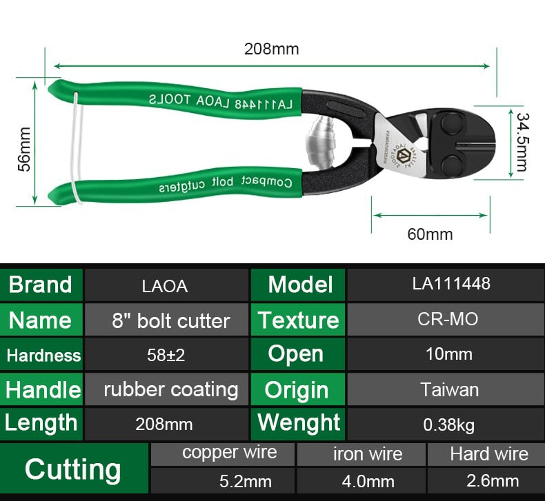 LAOA 8 Inch Cr-Moly Wire-cutter High Quality Mini Cutting Pliers - KiwisLove