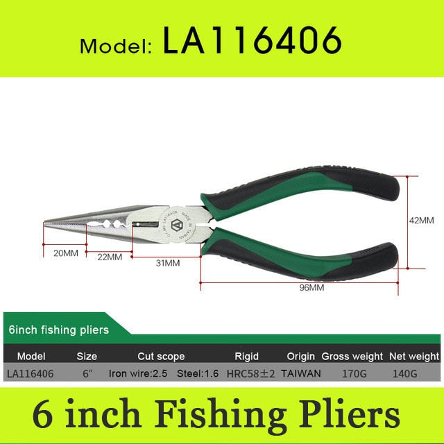 LAOA Pliers CR-MO Combination Pliers Long Nose Fishing Pliers Wire Cutter - KiwisLove