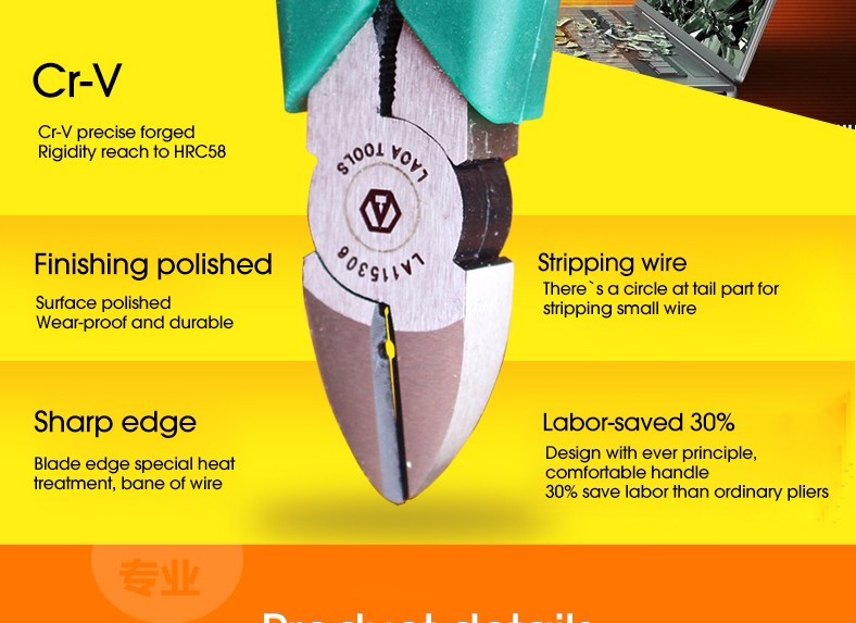 LAOA 6 Inch CR-V Diagonal Pliers Multi Tools Cutting Nippers Electrician - KiwisLove