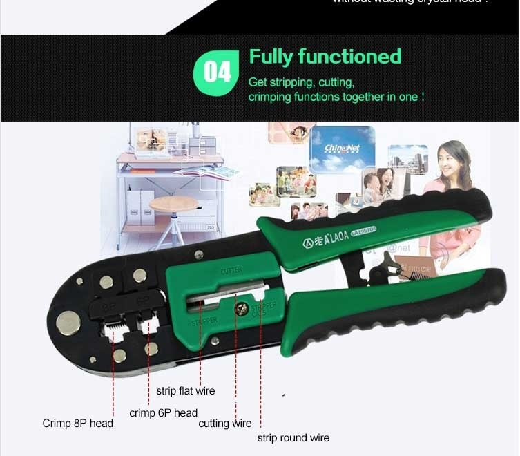 LAOA 8P / 6P Network Pliers Professional cable Multifunction Ratchet - KiwisLove