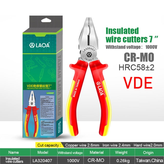 LAOA 8" Wire Cutter VDE Insulated Wire Pliers CR-MO Wire Clippers Multifunction - KiwisLove