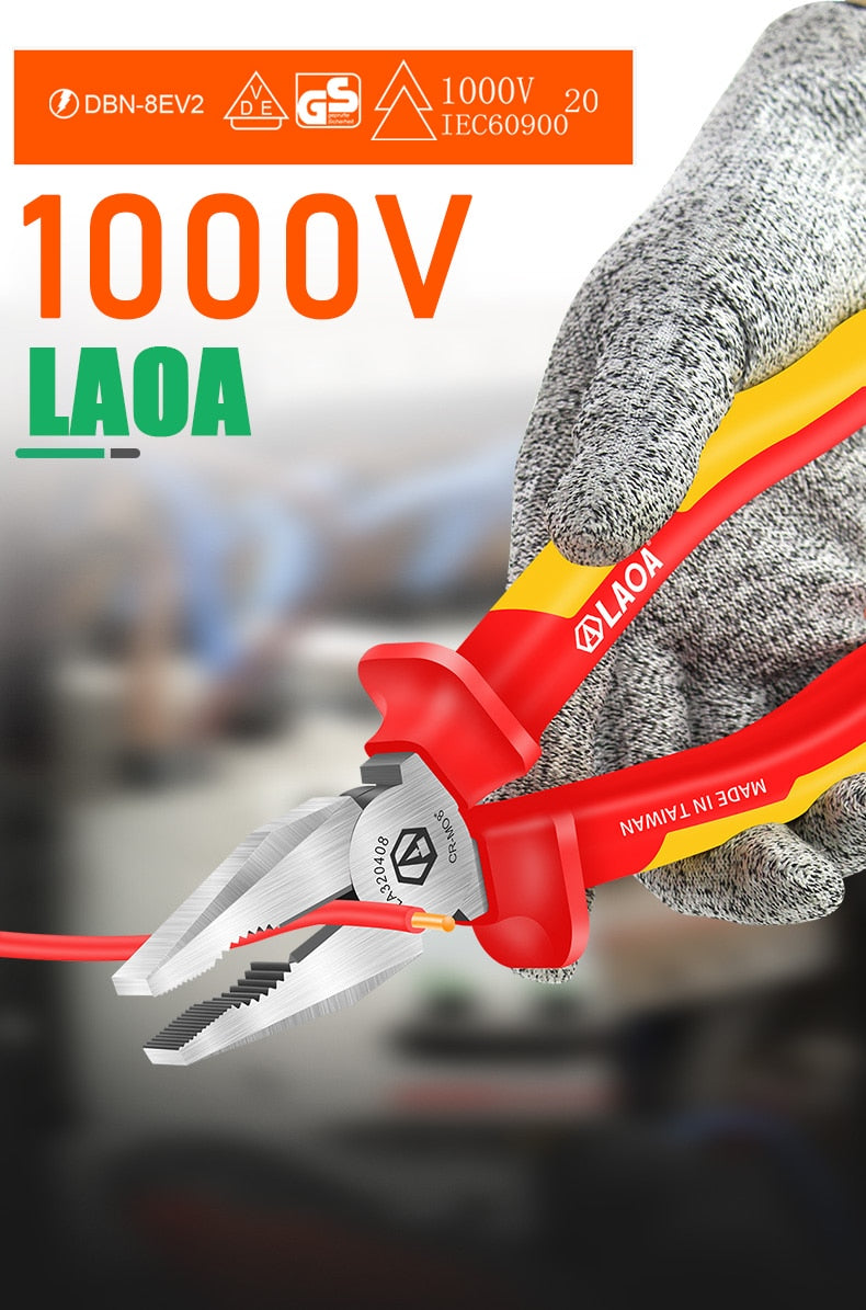 LAOA 8" Wire Cutter VDE Insulated Wire Pliers CR-MO Wire Clippers Multifunction - KiwisLove