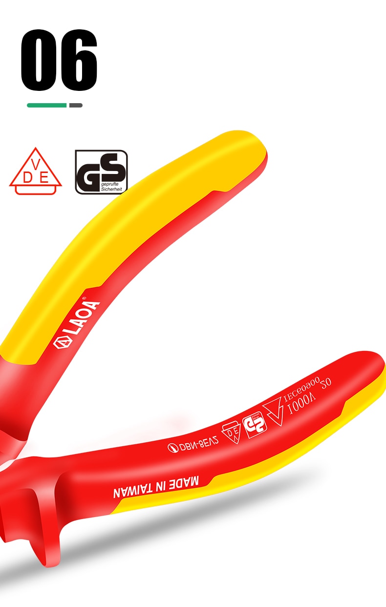 LAOA 8" Wire Cutter VDE Insulated Wire Pliers CR-MO Wire Clippers Multifunction - KiwisLove