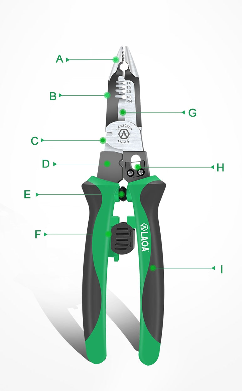 LAOA 9inch Multi-function Long Nose Pliers Professional Electrical Tools - KiwisLove