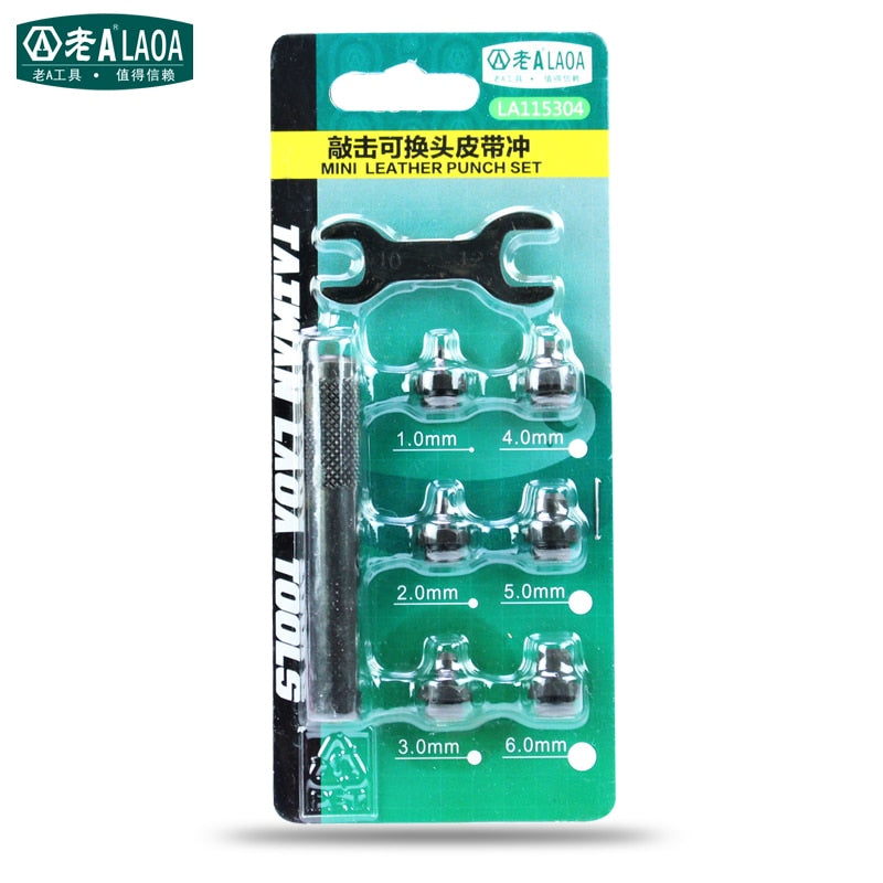 LAOA 6pcs Belt Punching  1/2/3/4/5/6mm Professional Punching Leather Punch - KiwisLove