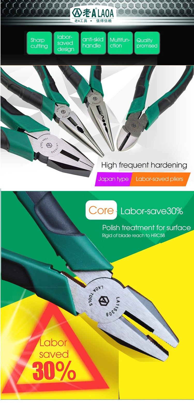 LAOA 8inch Steel wire Pliers Professional  pincer pliers High Hardness stainless Steel - KiwisLove