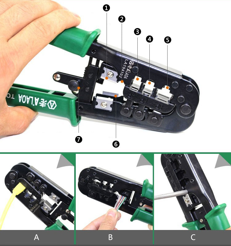 LAOA 4p 6p 8p NetLines Rachet Crimping Pliers Portable LAN Network Tool Multi-function Network Pliers - KiwisLove