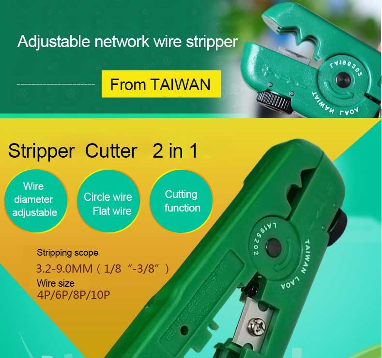 LAOA Network Wire Stripper 3.2-9mm Adjustable Stripping Wire Cable Cutter - KiwisLove