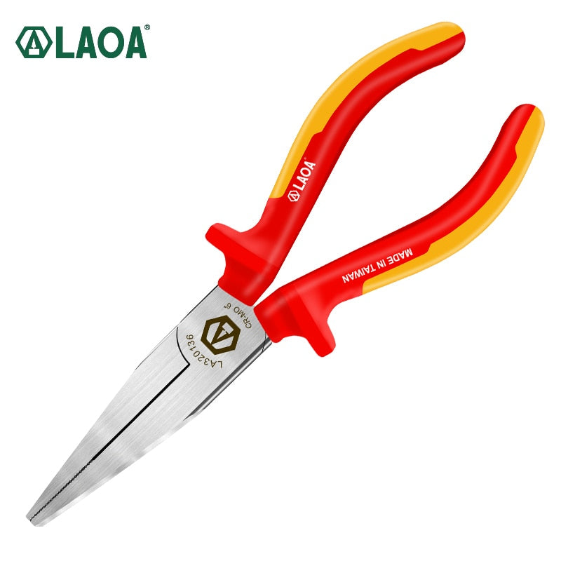 LAOA 6inch VDE Insulated Flat Nose Pliers with Teeth Withstand 1000VHigh Voltage - KiwisLove