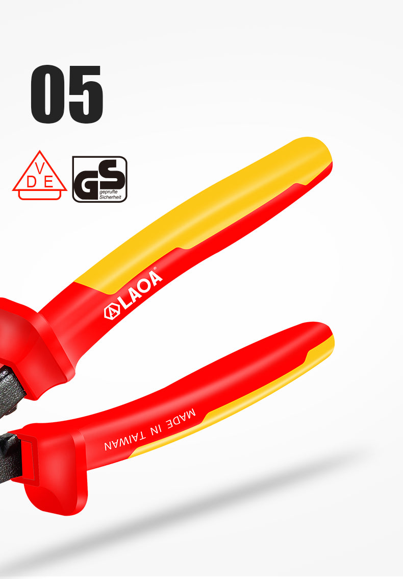 LAOA 6inch VDE Insulated Flat Nose Pliers with Teeth Withstand 1000VHigh Voltage - KiwisLove