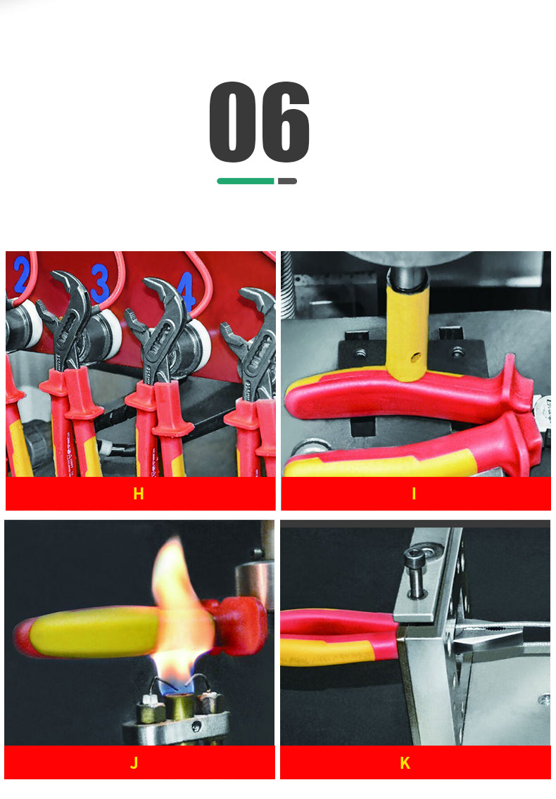 LAOA 6inch VDE Insulated Flat Nose Pliers with Teeth Withstand 1000VHigh Voltage - KiwisLove