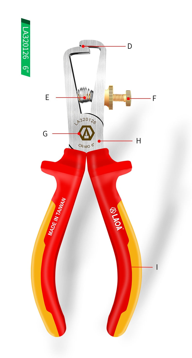 LAOA insulation Wire Stripper VDE 1000V  Wire Stripping Pliers With GS Antiflaming high Temperature Resistance Cable Stripper - KiwisLove