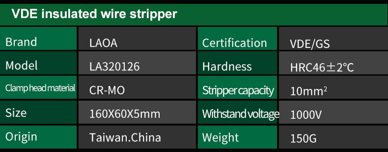 LAOA insulation Wire Stripper VDE 1000V  Wire Stripping Pliers With GS Antiflaming high Temperature Resistance Cable Stripper - KiwisLove