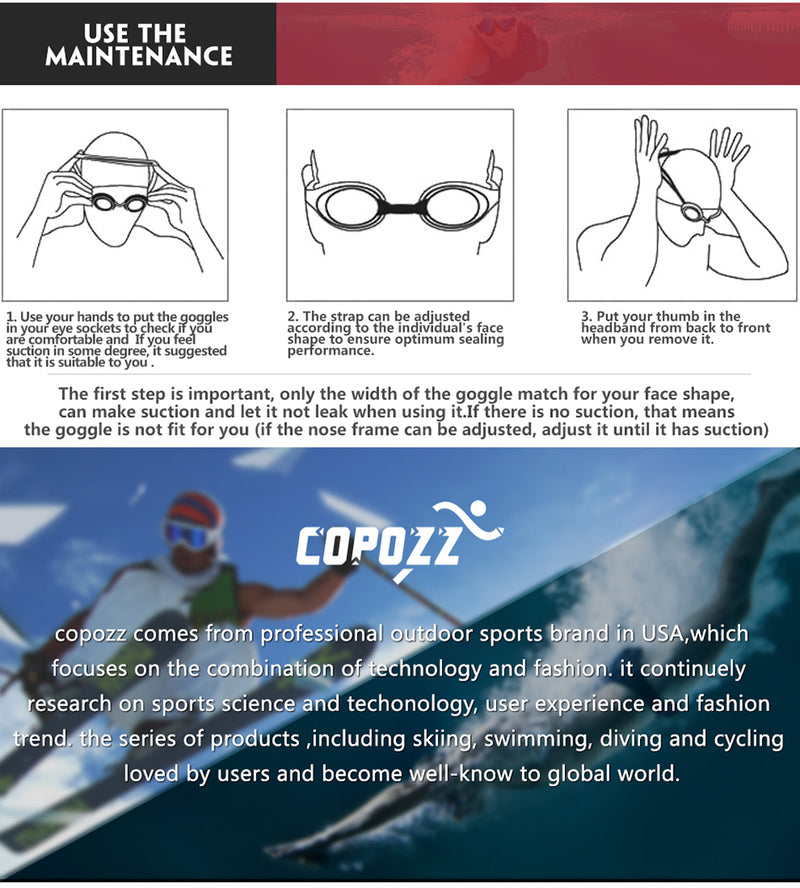 Copozz myopia Swimming Goggles Anti Fog UV Eyewear Silicon Mirrored - KiwisLove