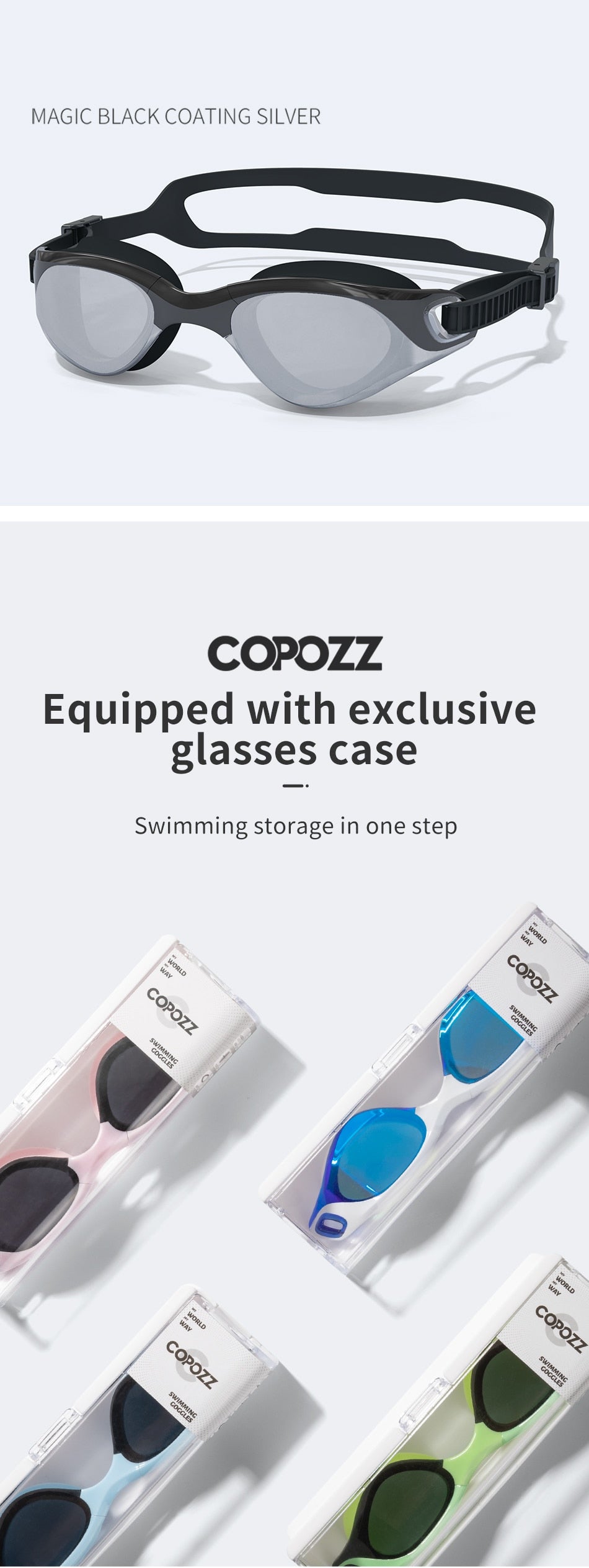 COPOZZ Women Men HD Anti-Fog UV Swimming Goggles Diving Glasses - KiwisLove