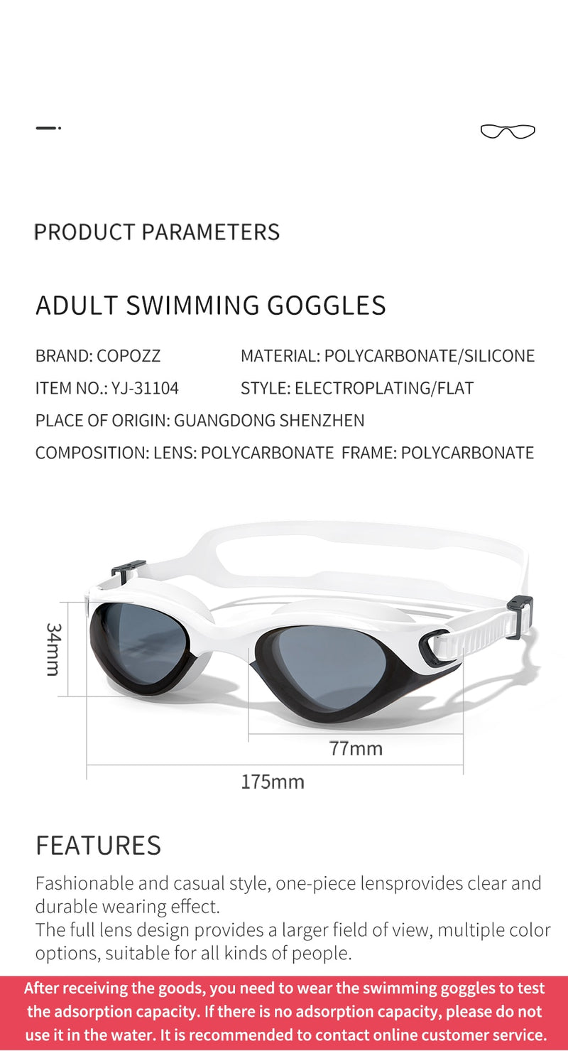 COPOZZ Women Men HD Anti-Fog UV Swimming Goggles Diving Glasses - KiwisLove